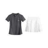 Графитовый серый двухкомпонентный комплект (с короткими рукавами) (белая юбка Cloud)