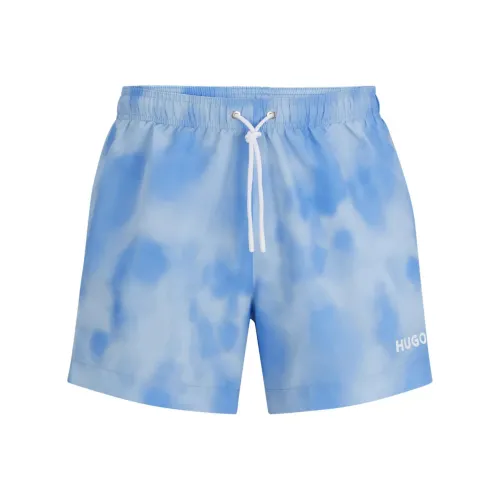 Hugo Boss Логотип Плавание Шорты В принтованной быстросохнущей ткани Пляжные шорты Мужские Светло-синие
