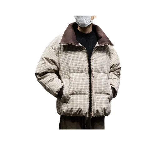 TONGXIANSEN Клетка Кофейный Мужской Пух Пуховики