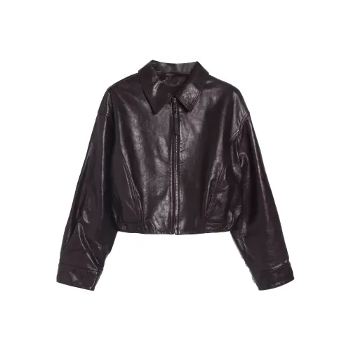 GZQJ Фиолетовый Женские Кожаные Куртки