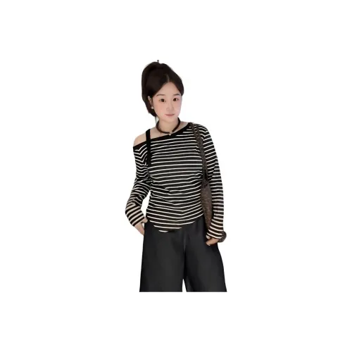 Aghr Черно-белые полосы Женские T-рубашки