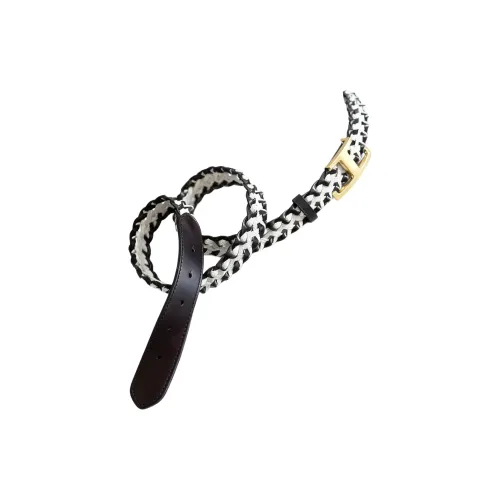 TOD'S Коровья кожа ткань кожаные ремни унисекс белый ширина 3 см