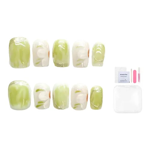 Fanze Свежий Камелия Волшебник страны Оз False Nail Короткий Квадрат And Круглый Зеленый Градиентный Стиль Инстаграм