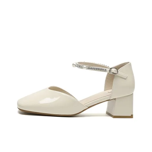 JOSINY Высокий каблук грубый женские экрю