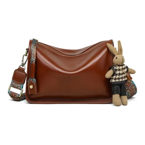 PESASRIE Сумка через плечо из коровьей кожи с синтетической кожей женская коричневая