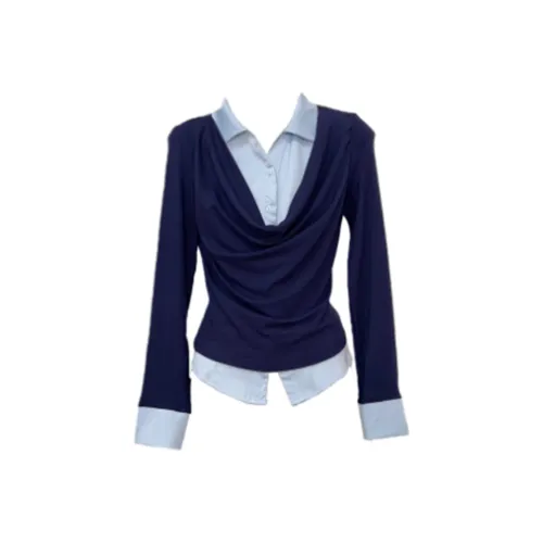 IUNOP Темно-синие женские футболки T