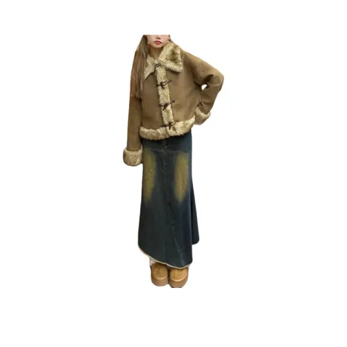 GOSO Коричневый Утеплённый Подкладка Женские Бархатные Куртки