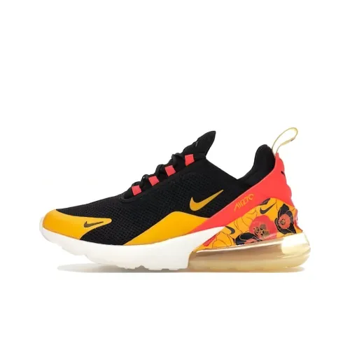 Nike Air Max 270 Амортизация Износостойкий Низкий Топ Беговые кроссовки Женские Черный Желтый