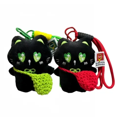 LOGISTAR Супер милый Сердце-глаз Черный Кот Плюшевый Брелок 10 см Длина Тела