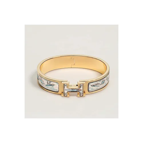 HERMES Clic H Эмаль Браслеты Женские Sunlight Gold