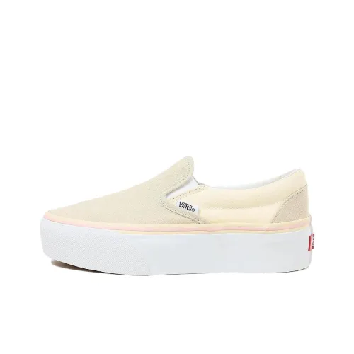 Vans CLASSIC Slip-On Устойчивый к истиранию Дышащий Низкий Топ Скейтборд Кроссовки Унисекс Light Yellow
