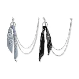 Шелковый шарф с украшением, 1 пара (серый + черный)