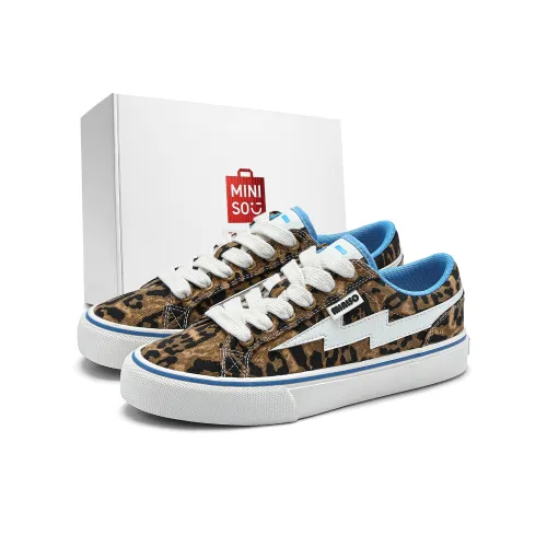 Miniso Скейтборд Кроссовки Низкие Топы из Льна Синий Коричневый Унисекс
