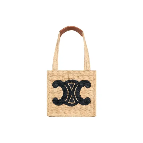 CELINE Cuir Triomphe Коровья кожа Тоут Сумка Сумка для покупок Сумка на плечо Сумка Женская Бежевая Синяя