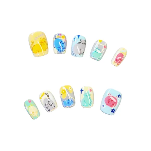 SHITIAN Hello Kitten Short Square Multicolor Solid Color