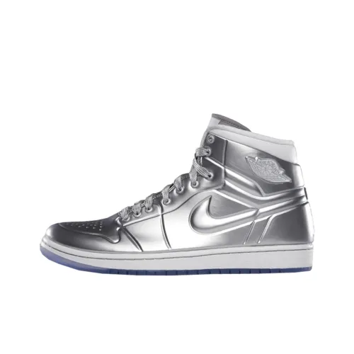 Jordan Air Jordan 1 Анодированный Серебряный Высокий Топ Винтажные Баскетбольные Кроссовки Мужские Металлический Серебряный