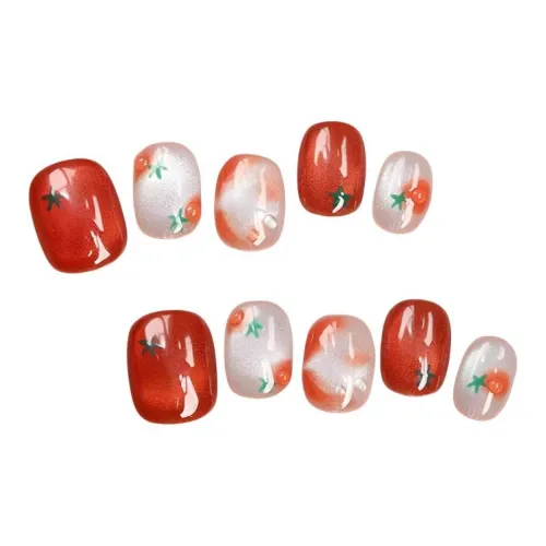 LIANJING [Хурма] Ручная работа Искусственный Ногтик Укороченный Яркий Кошачий глаз Милый Универсальный Стиль 17 мм Короткий Квадратный И Круглый