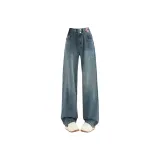 Винтажные синие штаны длиной до щиколотки, толстый флис