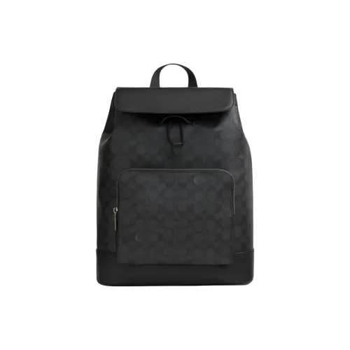 COACH Turner кожа рюкзак большой мужской черный