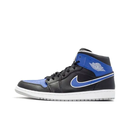 Jordan Air Jordan 1 Slip-resistant MID Топ Винтажные баскетбольные кроссовки Мужские Черные Синие