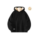 [Флисовая подкладка худи] Черный (Tb47 Уличный Логотип на правой стороне передней части)