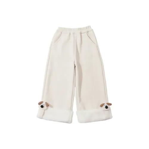 RHOBESAM Бобовый Боковая сторона Кукла С флисовой подкладкой Брюки Белый Предшкольные Тренировочные брюки
