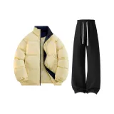 Светло-желтый топ + черные штаны с флисовой подкладкой