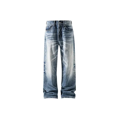 GANGZAI Blue Unisex Jeans GANGZAI Синий Унисекс Джинсы