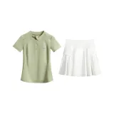 Зеленый комплект из двух предметов с короткими рукавами (юбка белого цвета Cloud)