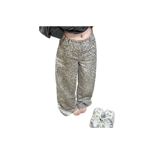 Мед Леопардовый принт Женские Джинсы