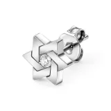 Белый ромб, шестиконечная звезда, серьги-гвоздики, один