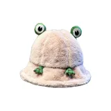 Лягушка плюшевая, розовая шапка