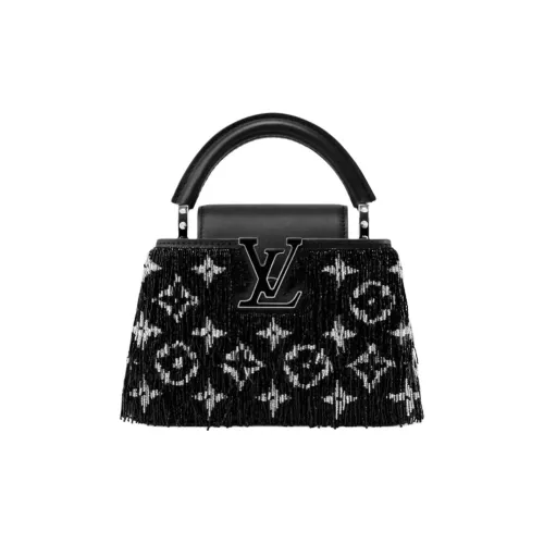 LOUIS VUITTON Capucines Телячья кожа Одно плечо Сумка Мини Женская Черная