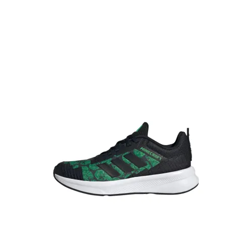 Minecraft x Adidas FORTARUN 4,0 Low Топ Детские беговые кроссовки Черный Зеленый Унисекс