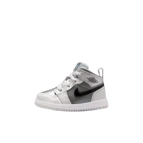 Jordan 1 MID Топ Обувь для малышей Бело-серый Infant And Toddler