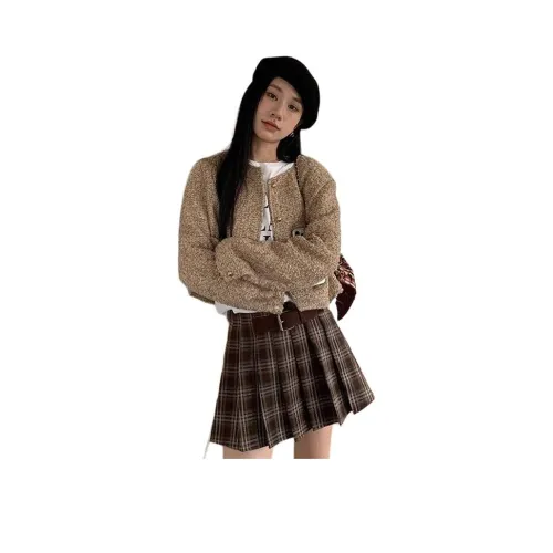 OURUOKE Хаки Женское Короткое Пальто