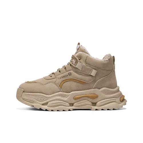 XINJIYUAN Флисовая подкладка толстая подошва + модный ярлык высокие топы массивные кроссовки мужские