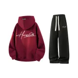 Комплект одежды [Бордовая толстовка + Черные штаны]