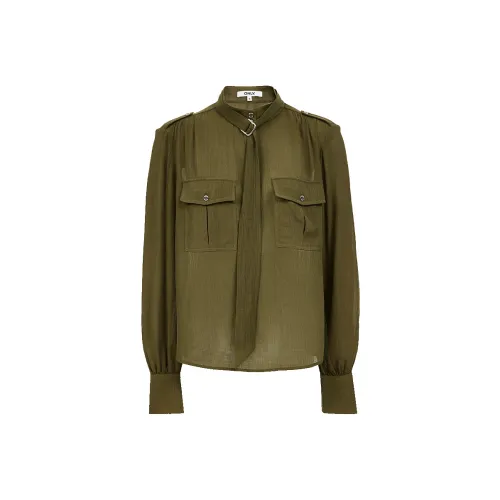 ONLY E05 Темно-оливковый зеленый женские шифоновые рубашки