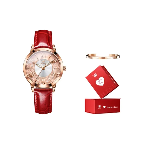 OLEVS Radiant Collection Кварцевый механизм Кожаный ремешок Часы Женские часы Белый циферблат