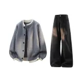 Серый топ + черные штаны