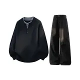 Чёрный свитер + чёрные джинсы