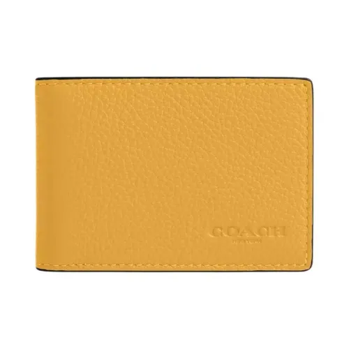 COACH Кошелек из кожи Billfold Wallet Мини Мужской HONEYCOMB Желтый