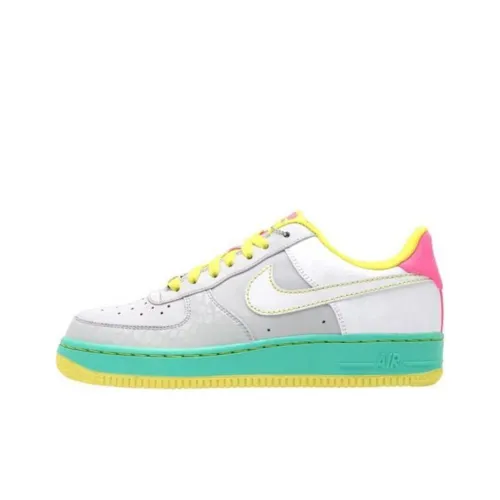 Nike Air Force 1 Премиум Амортизация Износостойкий Низкий Топ Скейтборд Кроссовки Женские Серый Зеленый Желтый
