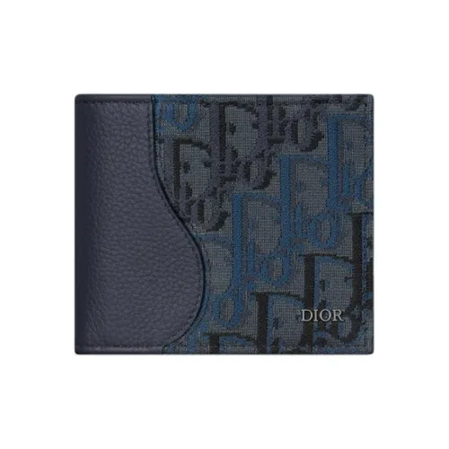 DIOR Saddle Телячья кожа Кошелек Унисекс Темно-синий