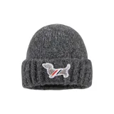 Темно-серый, серый, собака, ярлык