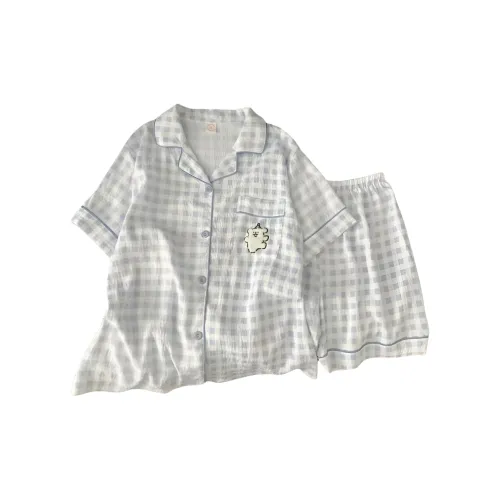 MUQINGQING Синий Клетка Щенок Унисекс Пижамные Комплекты