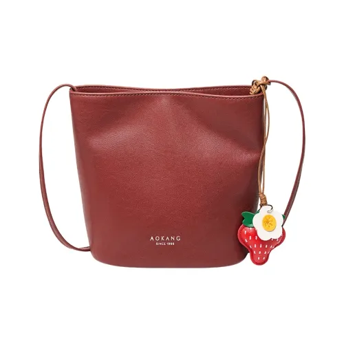 AOKANG Коровья кожа Сумка через плечо Стандартная Женская Кирпично-красный Классический черный