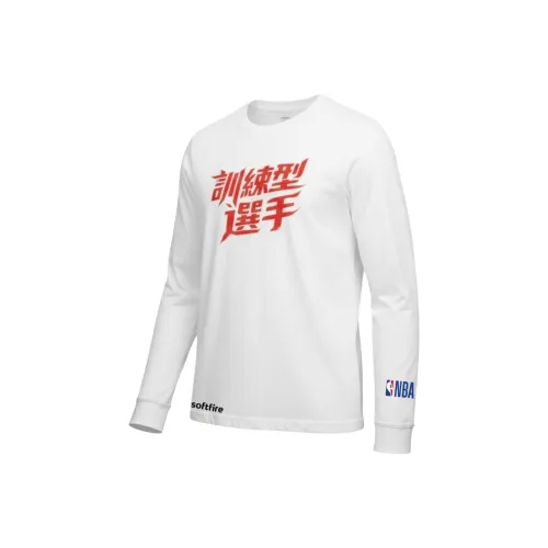 NBA Круглый вырез Длинный рукав Т-рубашка Активный Весна-осень Мода SOFTFIRE С принтом Спортивный Повседневный Белый Унисекс