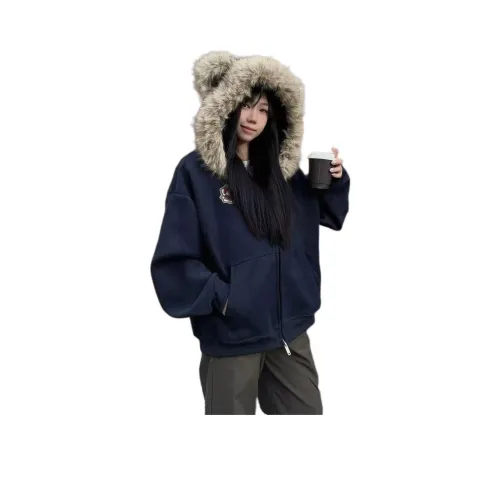 LADYXIEXIE Темно-синий с флисовой подкладкой включает бренд LD наклеенный женские свитшоты